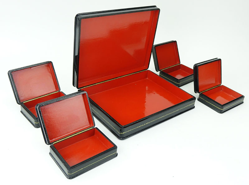 Large Russian Lacquer Box with Four (4) Smaller Boxes Inside