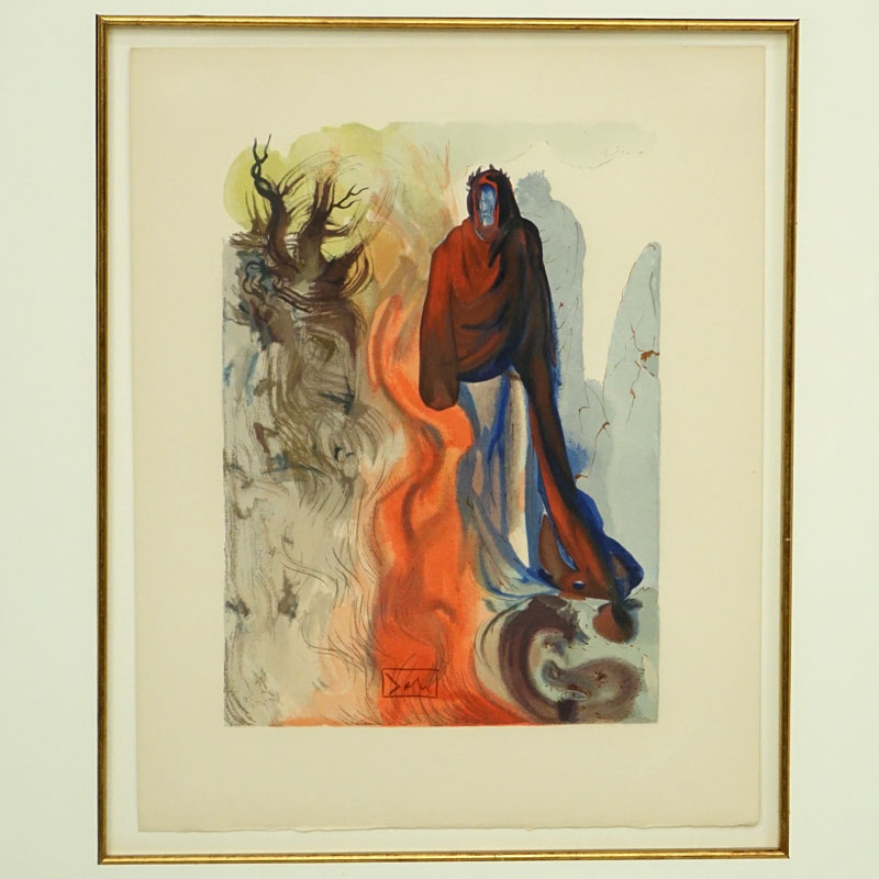 Salvador Dali, Spanish (1904 Ð 1989) Color wood engraving "The Ghost Spoken of Inferno 34"