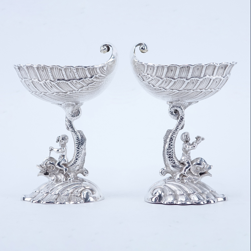 Pair of Antique German 800 Silver Figural Compotes