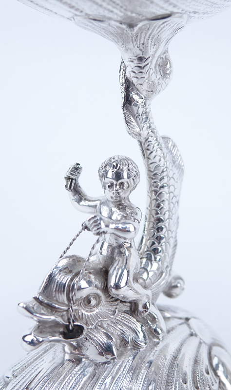 Pair of Antique German 800 Silver Figural Compotes