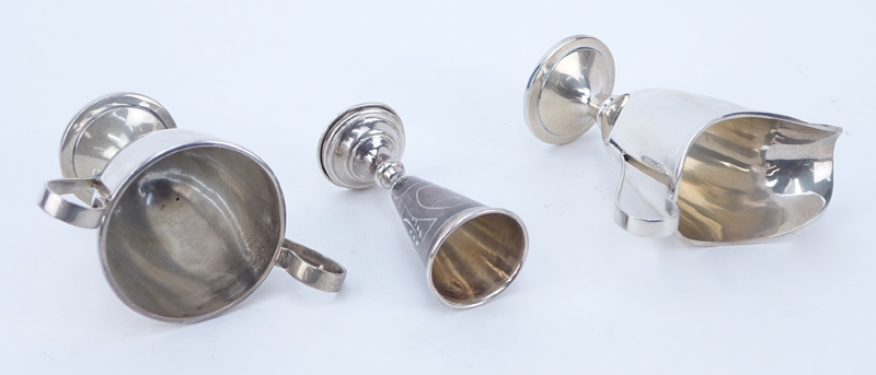 Schofield Sterling Silver Footed and Handled Creamer & Sugar along with Sterling Kiddush Cup