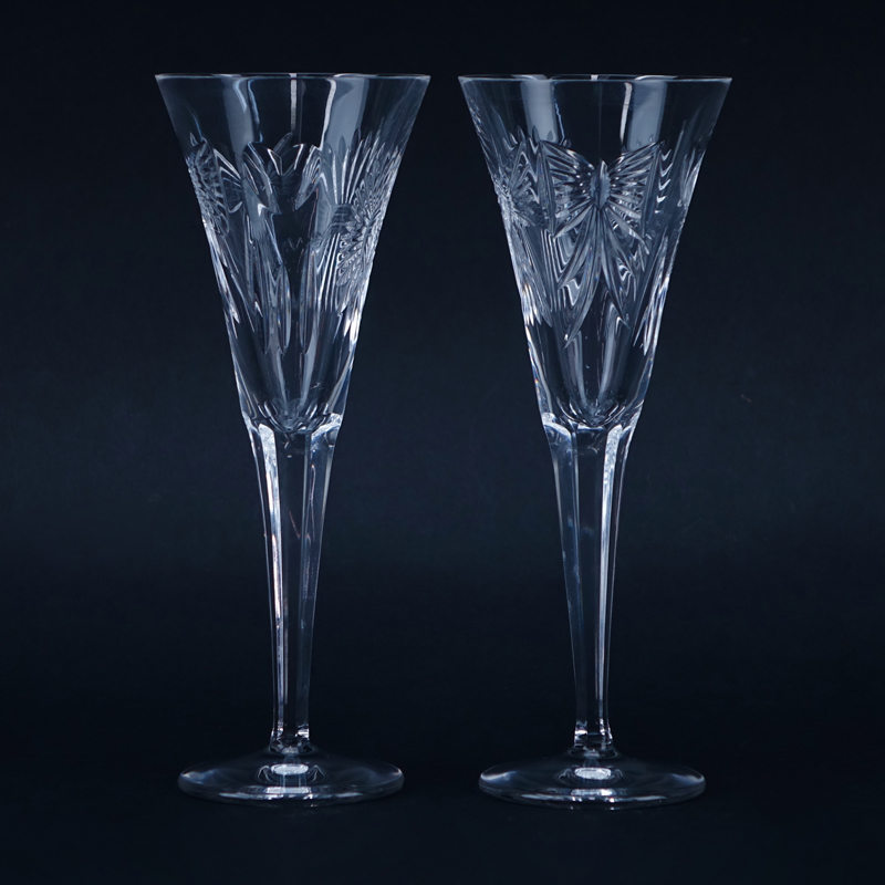 Pair Waterford Cut Crystal Toasting Flutes "Millennium Collection"