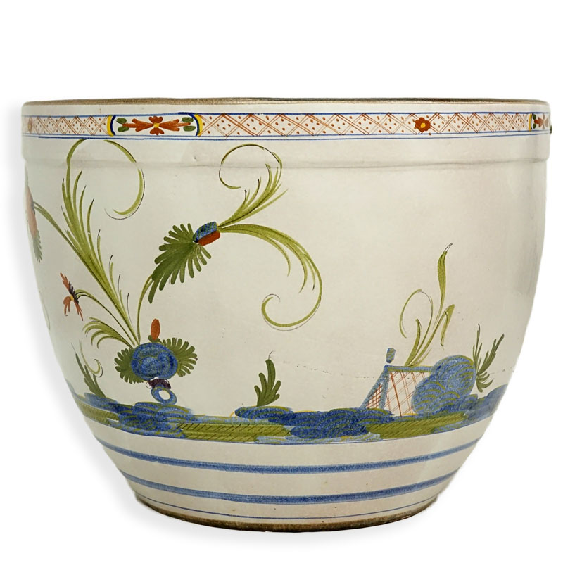 Large Italian Style Faience Ceramic Planter