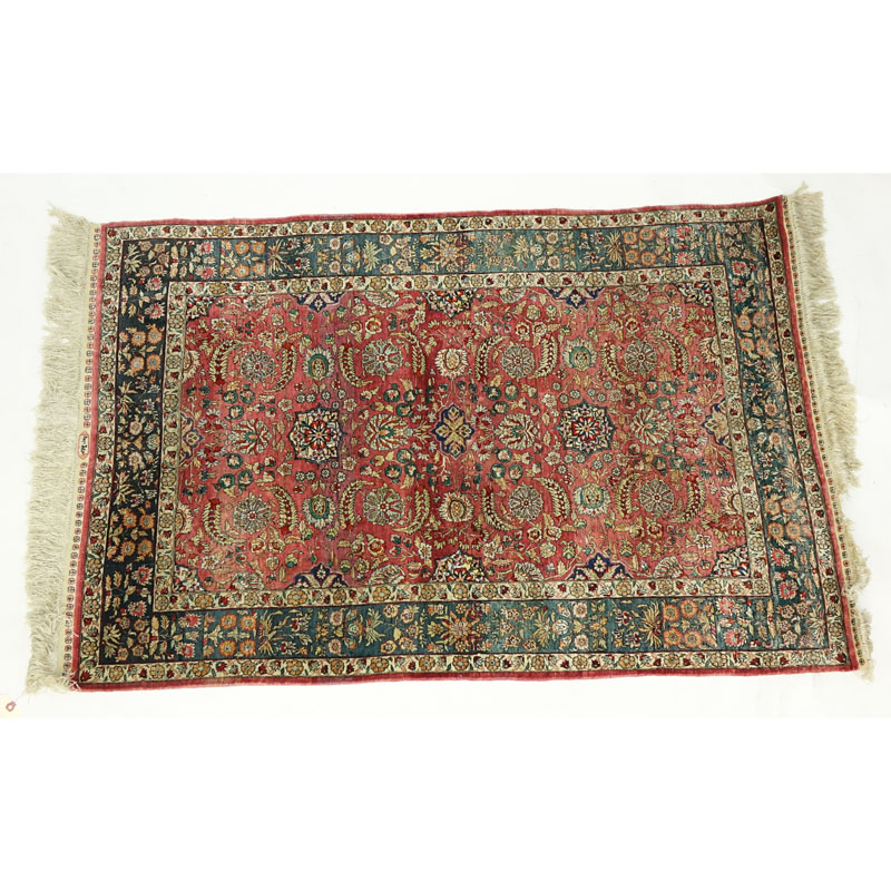 Semi Antique Persian Style Floral Silk Rug