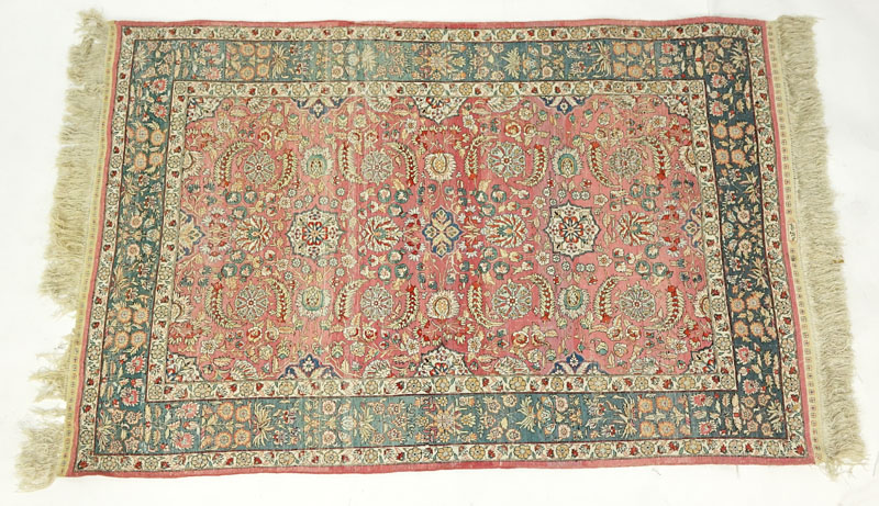 Semi Antique Persian Style Floral Silk Rug