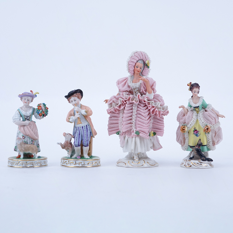 Four (4) Vintage Dresden Figurines