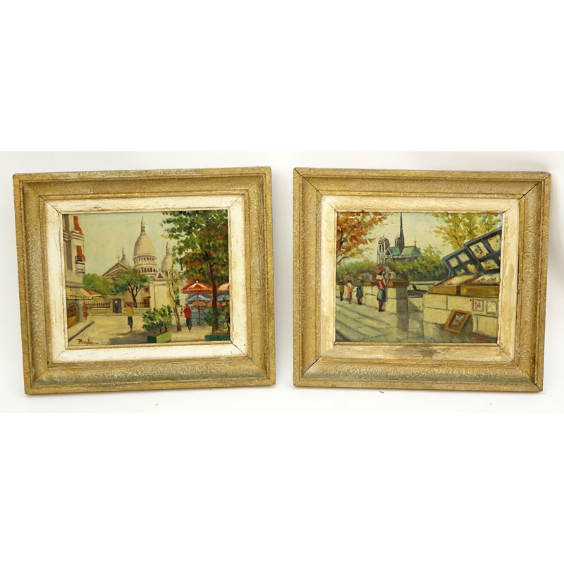 Two (2) 20th Century Oil on Canvas "Street Scenes" Signed J