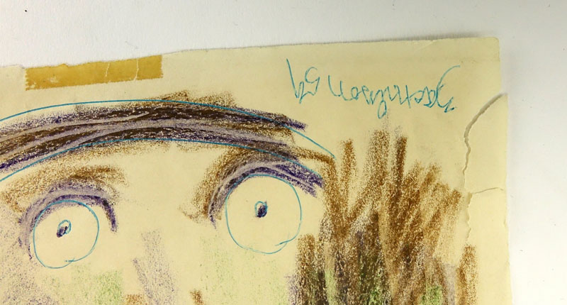 Mid-Century Crayon & Ink Drawing