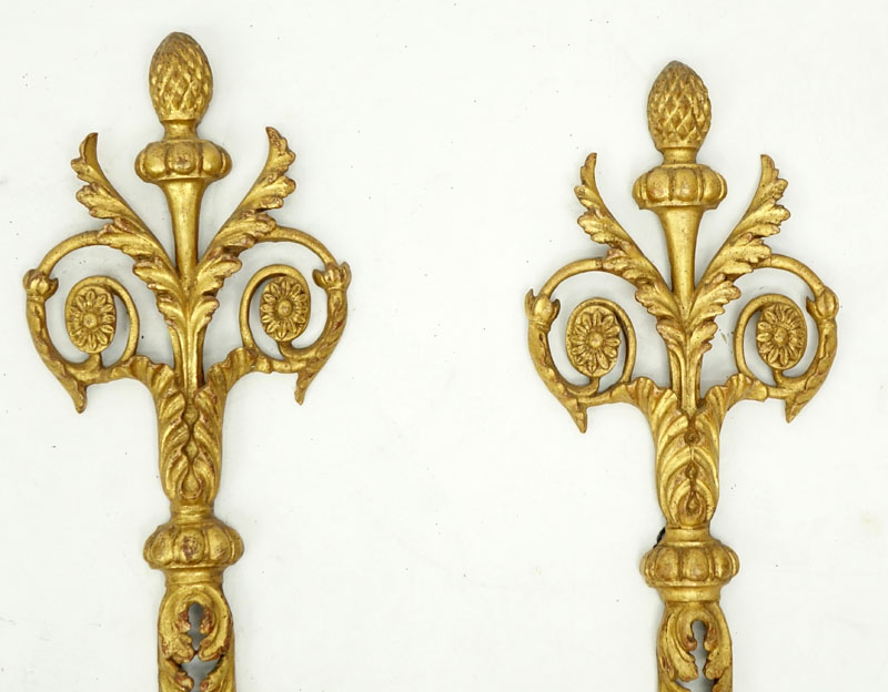 Mid 20th Century Neo-classical Style Italian Gilt Wood Sconces