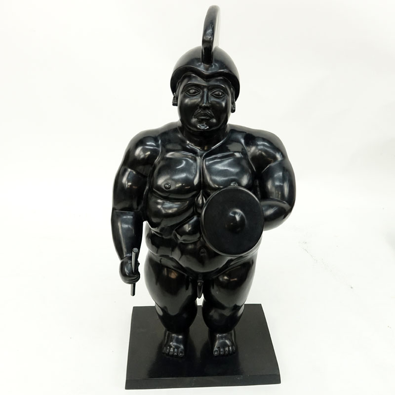 After: Fernando Botero, Colombian (b. 1932) Bronze sculpture "The Gladiator" 