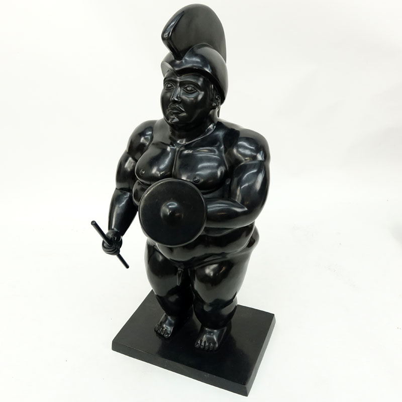 After: Fernando Botero, Colombian (b. 1932) Bronze sculpture "The Gladiator" 