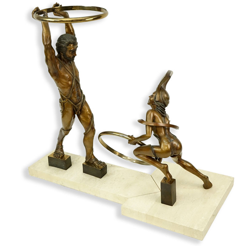 Diane Risa Sher, American (20th C.) Two Part Bronze Sculpture "Universal Condition"