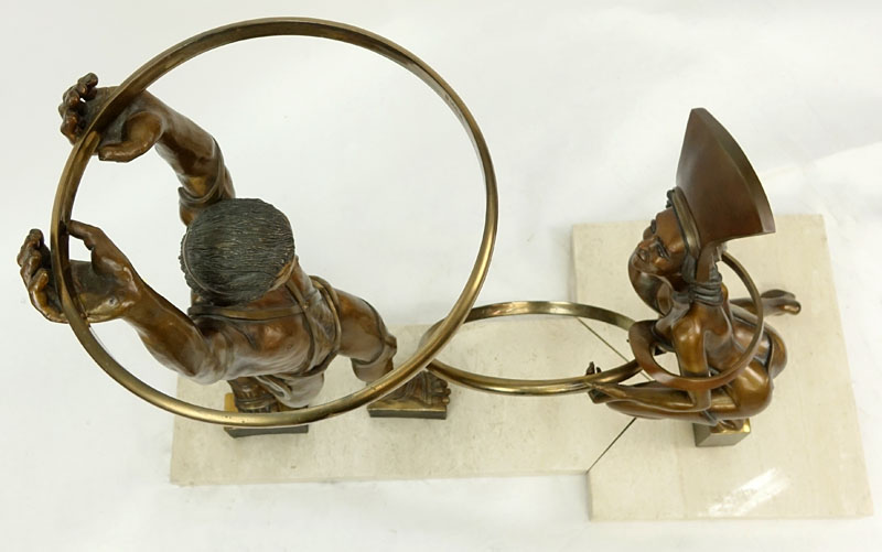 Diane Risa Sher, American (20th C.) Two Part Bronze Sculpture "Universal Condition"