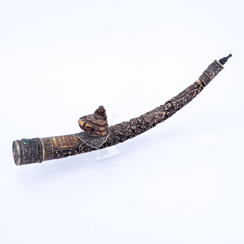 Chinese Carved Bone Opium Pipe