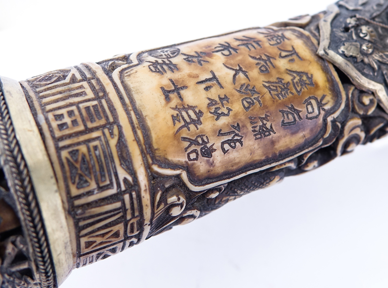 Chinese Carved Bone Opium Pipe