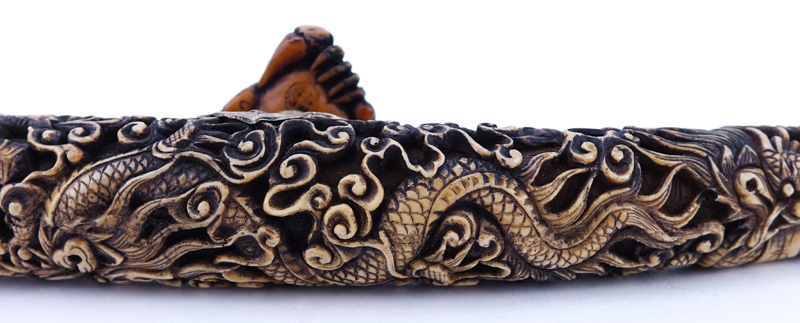 Chinese Carved Bone Opium Pipe