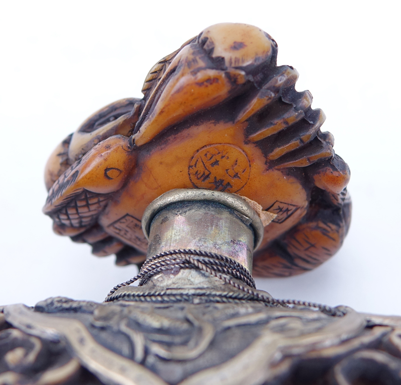 Chinese Carved Bone Opium Pipe