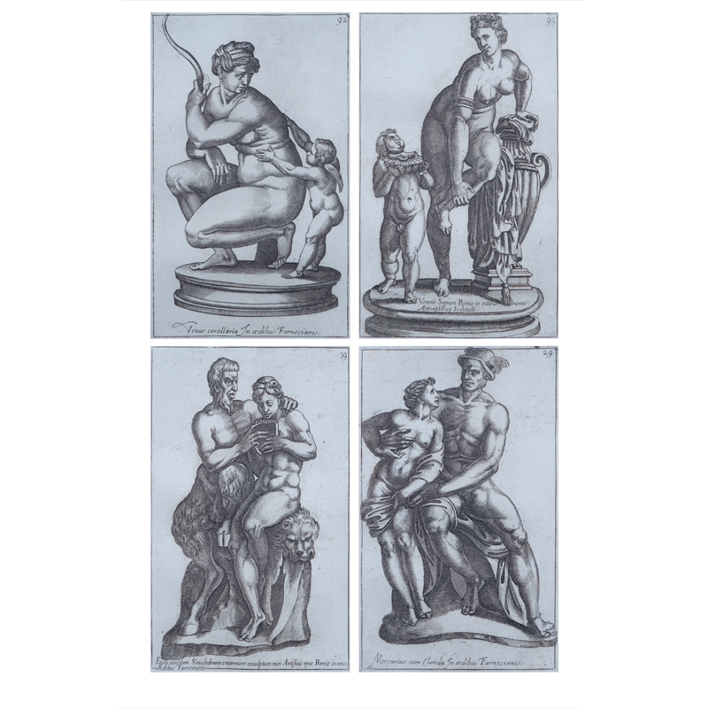 Set of Four (4) Antique Italian Etchings