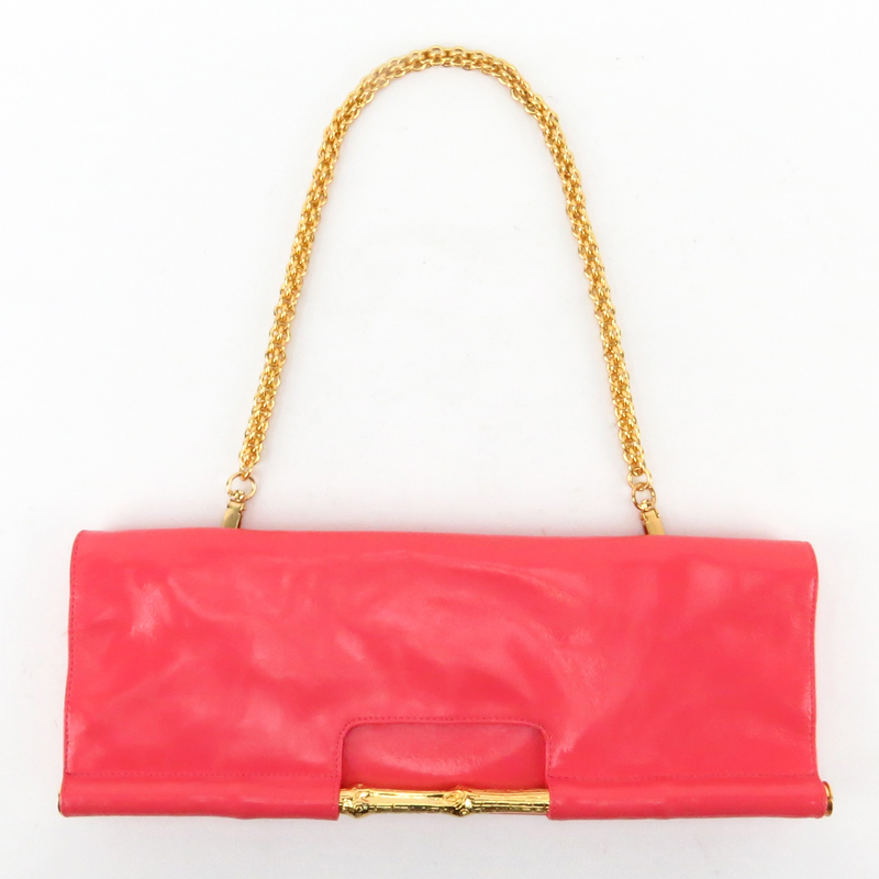 Trina Turk Salmon Pink Patent Leather Clutch