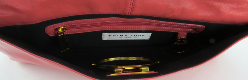 Trina Turk Salmon Pink Patent Leather Clutch