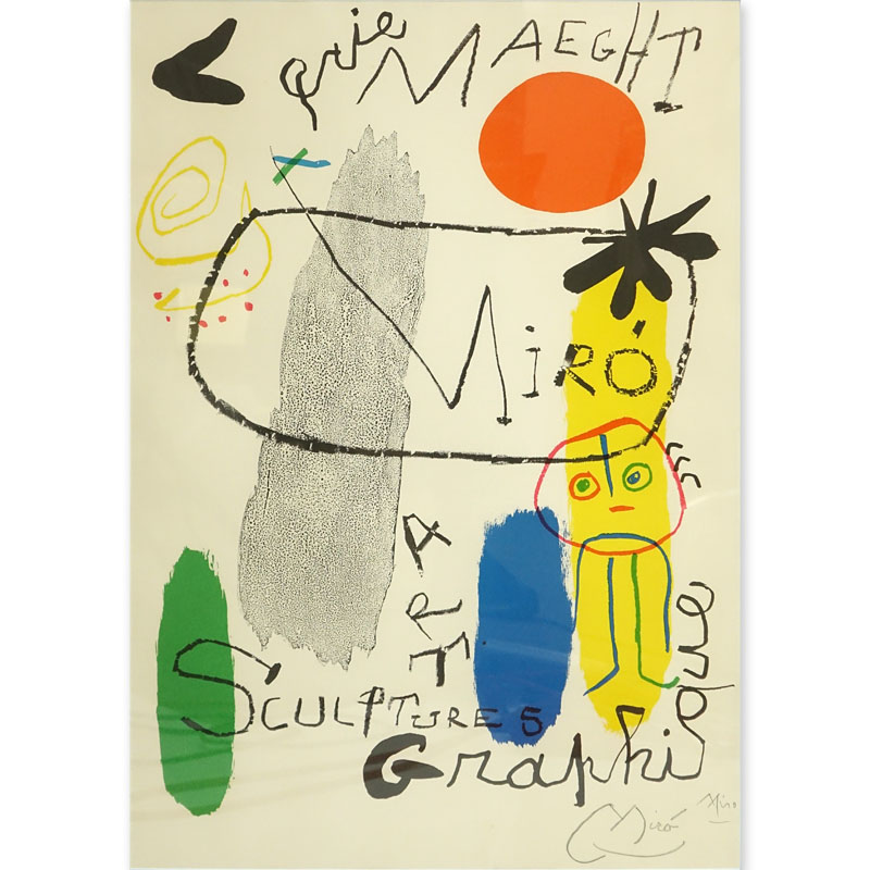 After: Joan Miro, Spanish   (1893 - 1983) "Galerie Maeght Miro Sculptures Art Graphique" Poster, Signed Lower Right