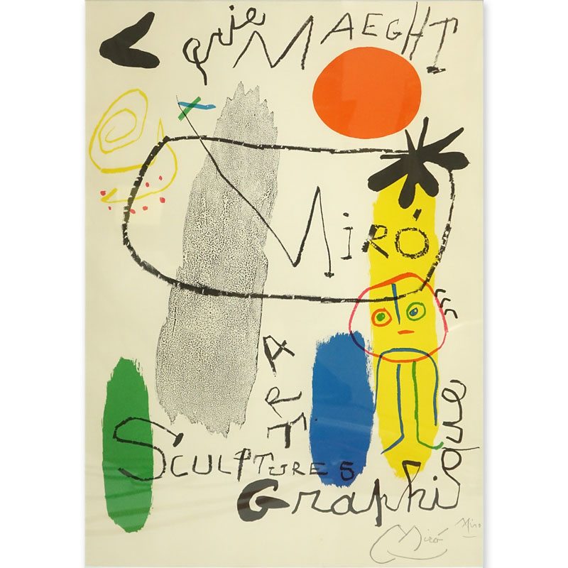 After: Joan Miro, Spanish   (1893 - 1983) "Galerie Maeght Miro Sculptures Art Graphique" Poster, Signed Lower Right
