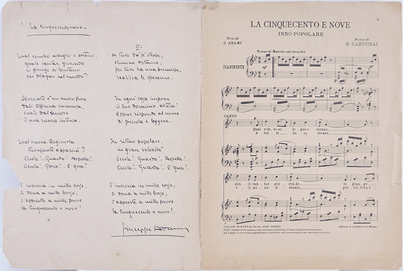 1925 Sheet Music For Fiat 509 Illustrated by Plinio Codognato (Verona, 1878-Milan, 1940)