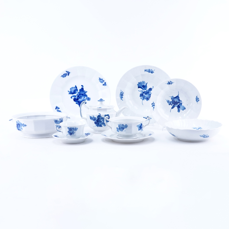 Sixty-Four (64) Pieces Royal Copenhagen Blue Flowers Dinnerware