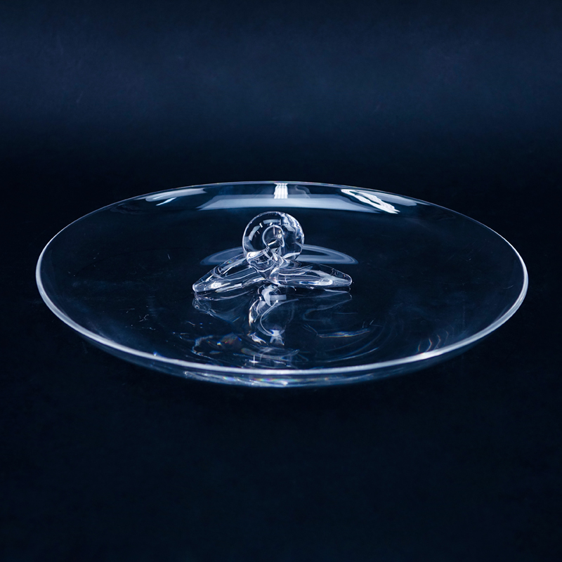 Steuben Crystal Snail Handle Serving Dish Designed By Lloyd Atkins