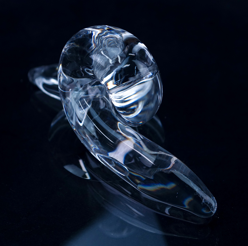 Steuben Crystal Snail Handle Serving Dish Designed By Lloyd Atkins