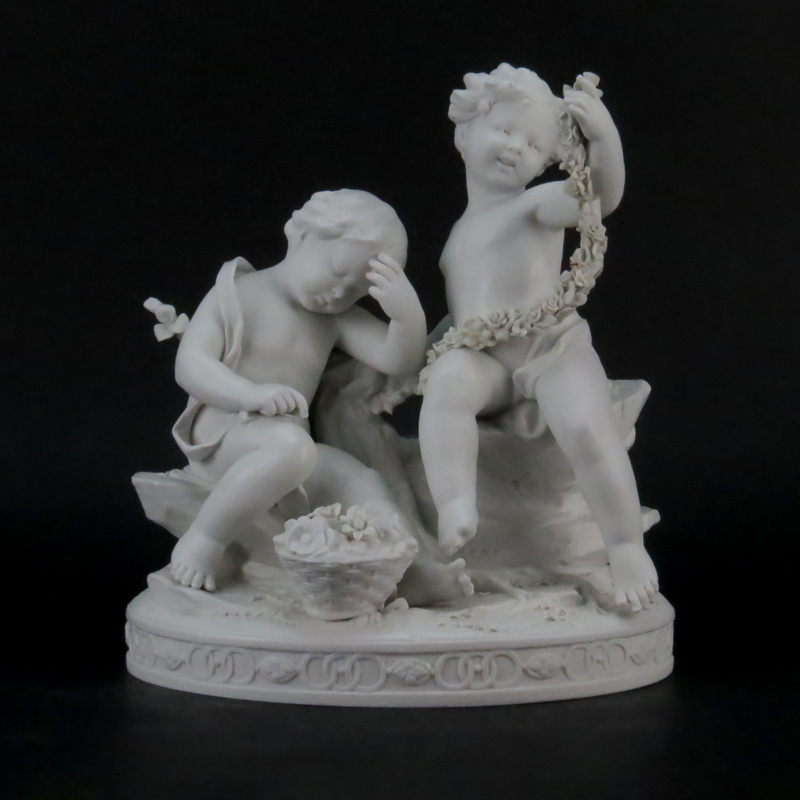 19/20th Century Bisque Porcelain Putti Figural Grouping