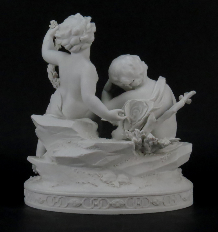 19/20th Century Bisque Porcelain Putti Figural Grouping