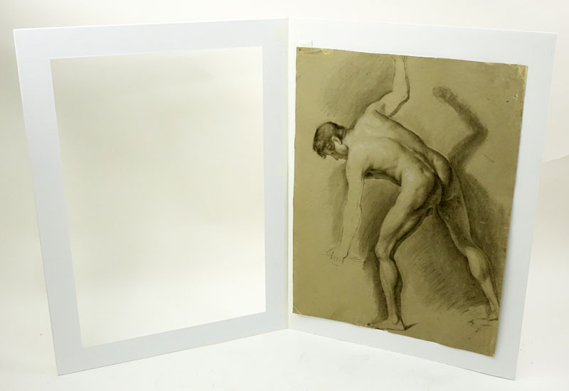 18/19th Century Italian Academic Graphite On Paper "Male Nude Study"