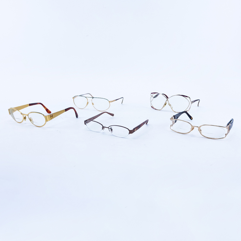 Lot of Five Retro Designer Eyeglass Frames