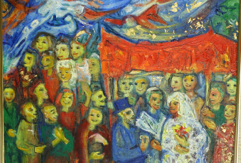 Abraham Yakin, Israeli  (born 1924) Oil on Canvas Board, The Wedding