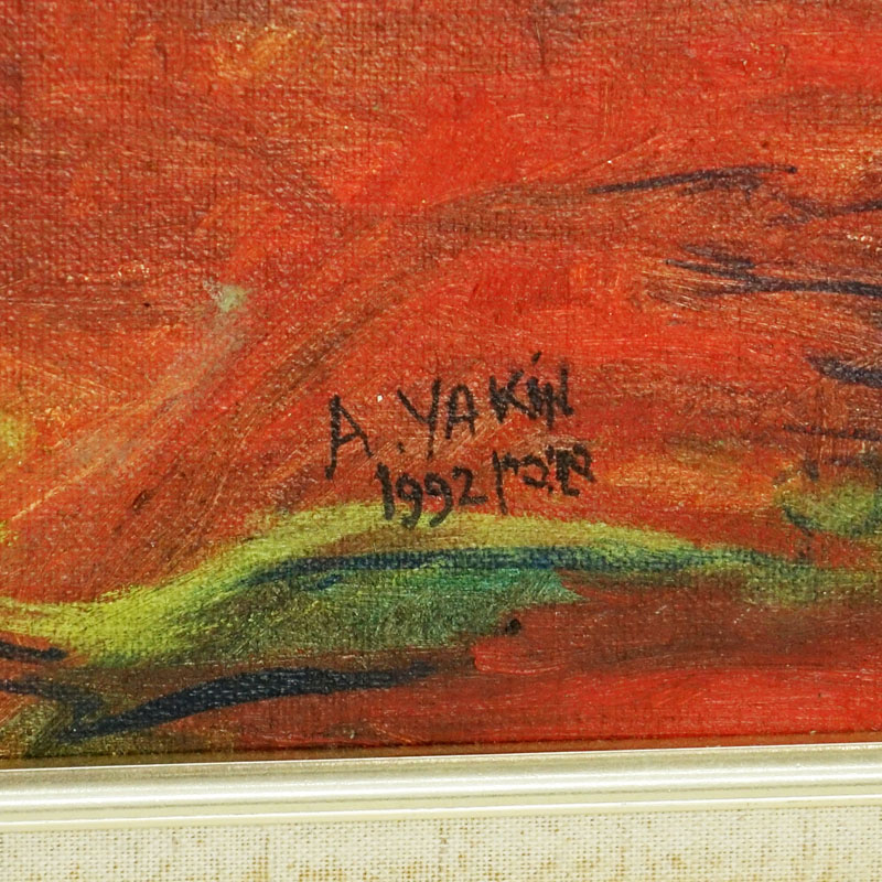 Abraham Yakin, Israeli  (born 1924) Oil on Canvas Board, The Wedding
