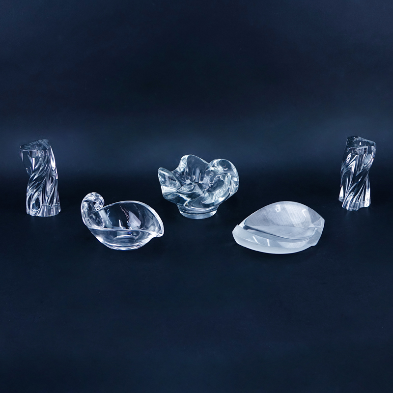 Collection of Lalique, Steuben and Baccarat Crystal Table Top Items