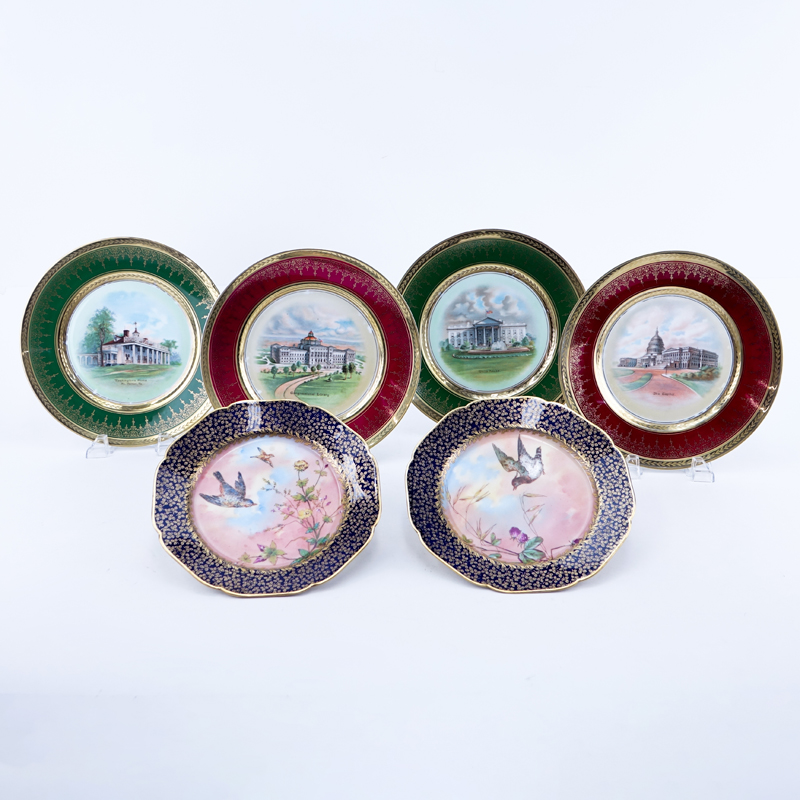 Collection of Six (6) Vintage Porcelain Cabinet Plates