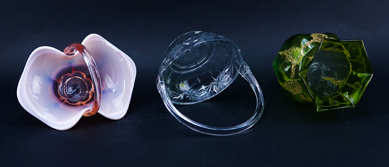 Grouping of Three (3) Art Glass Tablewares