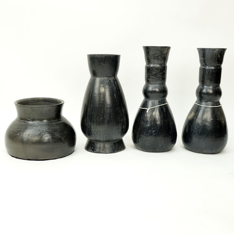 Collection of Four (4) Mexican Blackware Pottery Vases