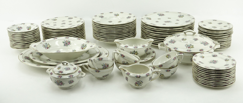 Eighty Two (82) Piece Haas-Czjzek Coronado "Parisian Chintz" Porcelain Dinner Service