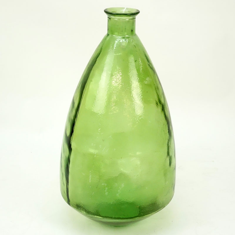 Large Spanish Glass Bulbous Bottle Vase