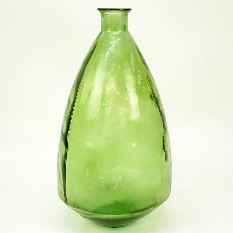 Large Spanish Glass Bulbous Bottle Vase