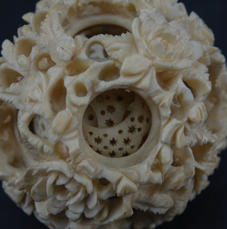 Antique Chinese Carved Ivory Mystery Ball