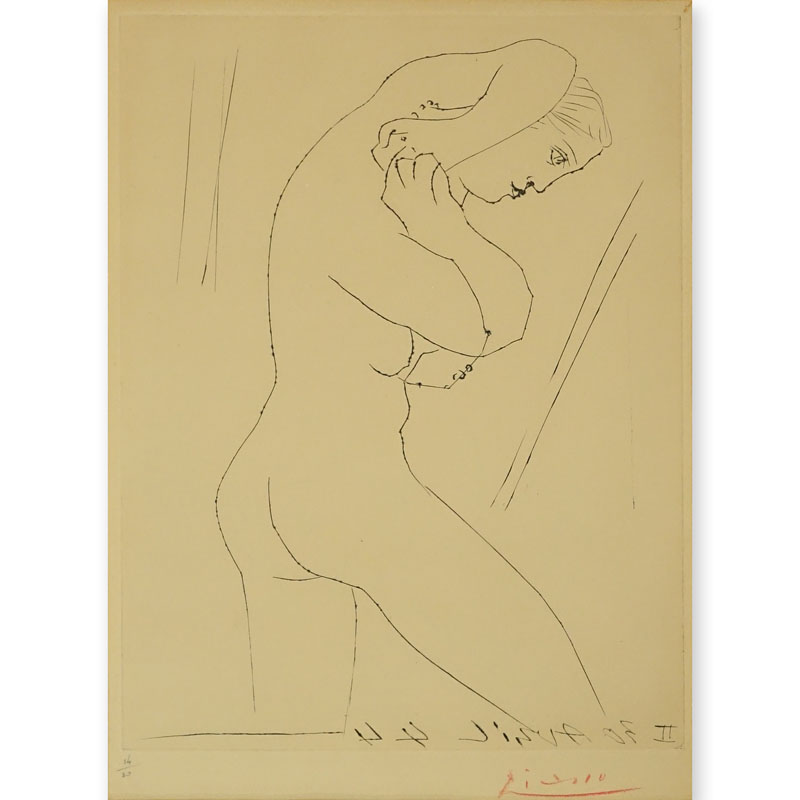 Pablo Picasso, Spanish (1881 - 1973) Etching " Pablo Picasso" Signed in red crayon, numbered 14/30