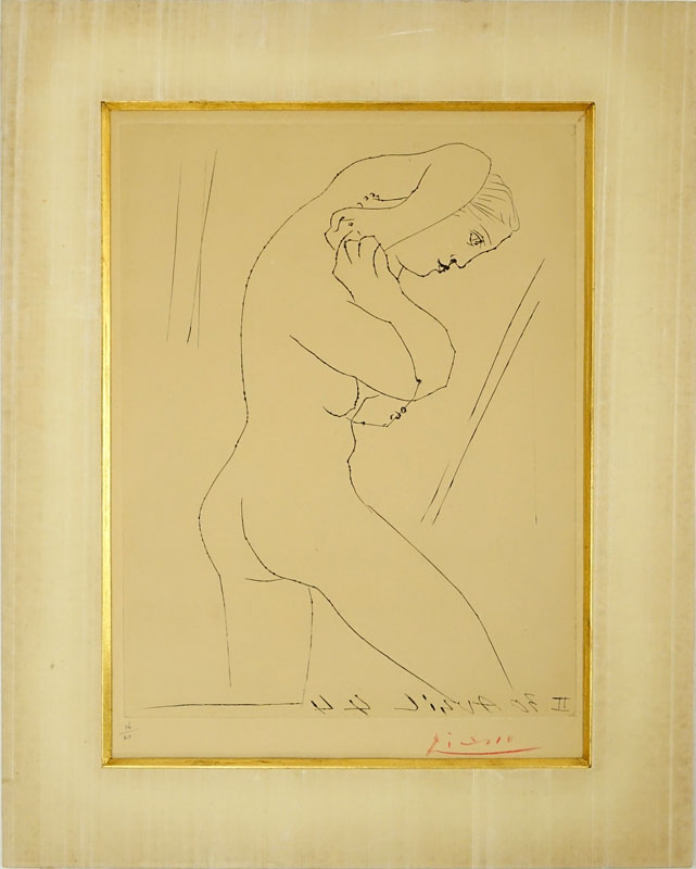 Pablo Picasso, Spanish (1881 - 1973) Etching " Pablo Picasso" Signed in red crayon, numbered 14/30