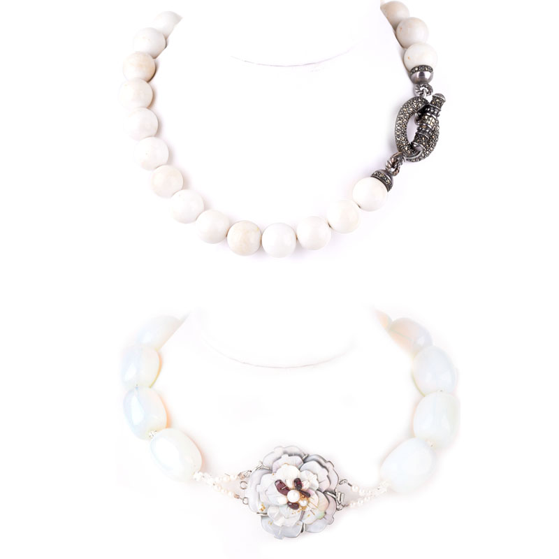 Two (2) Costume Jewelry Stone Bead Necklaces