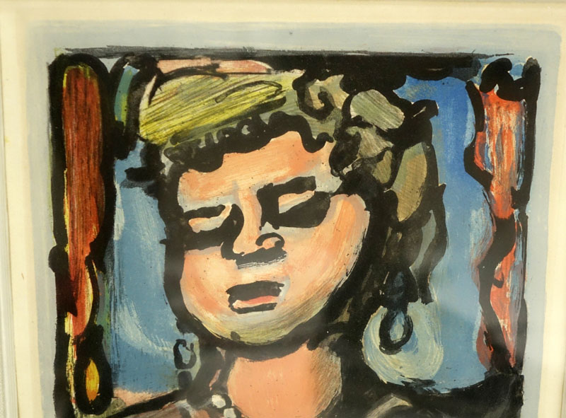 Georges Dominique Rouault, French (1904-2002) Color aquatint "Courtisane aux veux baisses"