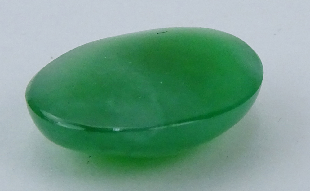 AGL Certified Loose 14.40 Carat Oval Cabochon Apple Green Natural Jadeite Jade