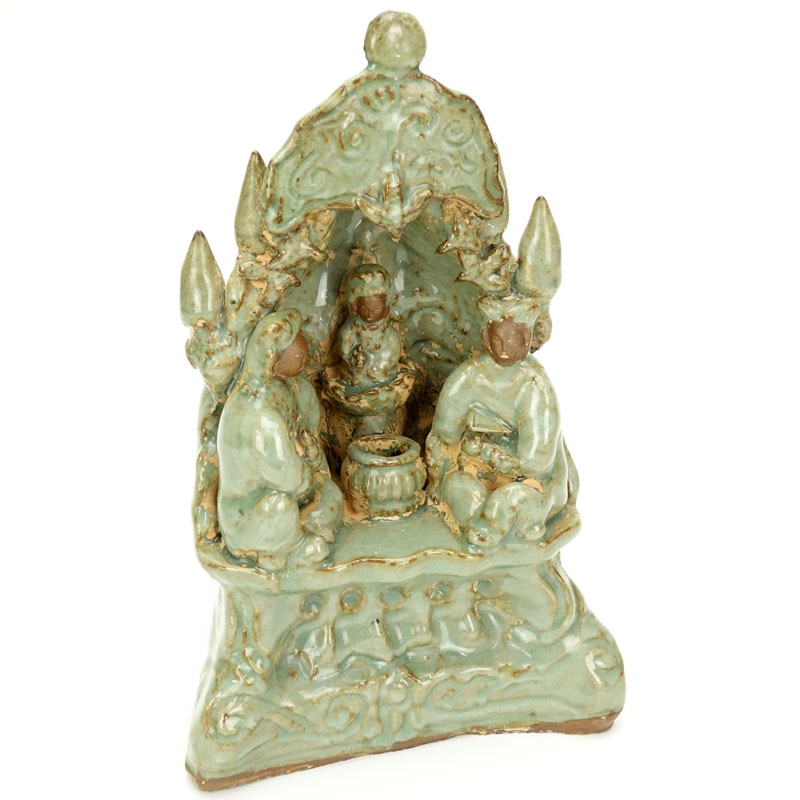 Southeast Asian Celadon Glazed Pottery Grotto Group